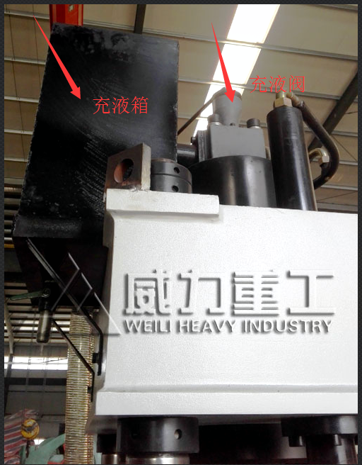 大型四柱油压机充液阀位置标识